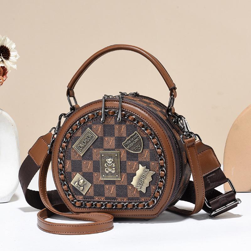 

2025 Women s High-End Vintage Round Crossbody Bag