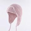 Women's Large Woolen Aviator Hat: Warm, Ear-Protecting, Loose Fit, Face-Slimming, Versatile Knitted Design for Autumn and Winter.