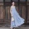 2025 Summer Dark Silent Willow Patchwork Camisole Dress with Large Hem