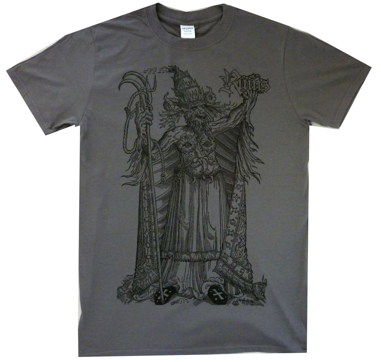 Ruins Woodcut Devil Shirt S-XXL Tshirt Black Metal Band T-shirt Official M