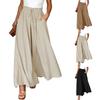 Damen High Waist Lockere Weite Beine Lässige Baumwolle Leinen Culotte Hosen