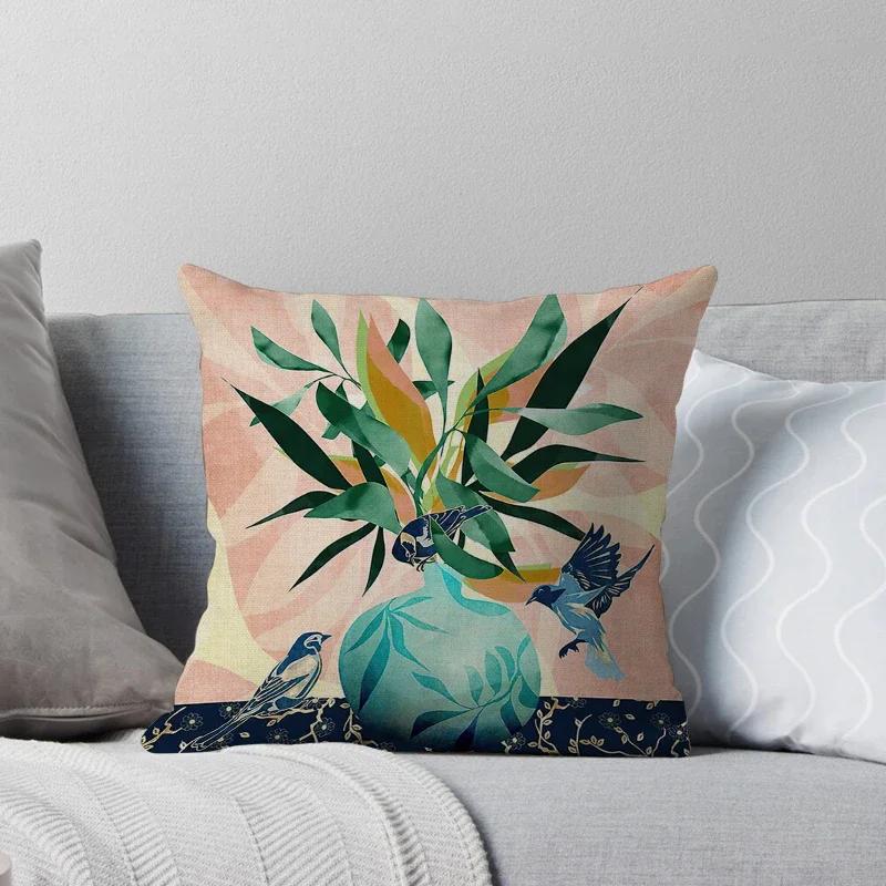 Geometric Landscape Patterns Throw Pillow Cover With Short Plush Print For Living Room Sofa Decoration Cushion Cover