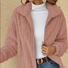 Women Fashion Winter Warm Comfortable Long Sleeve Lapel Fleece Plush Jacket Coat