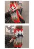 V-Neck Color-Block Knit Cardigan - 2026 Spring/Autumn Korean Style Loose Fit, Slimming Diamond Pattern Jacket