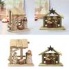 Christ Nativity Resin Statue House Scene Manger Holy Figure Statue Ornament Crafts for Home Bedroom Room Decor