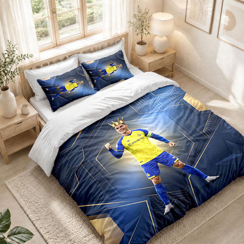 Set de așternut 1 Față de pilotă 2 Fețe de pernă Imprimeu Cristiano Ronaldo Dormitor Decorațiune Casă