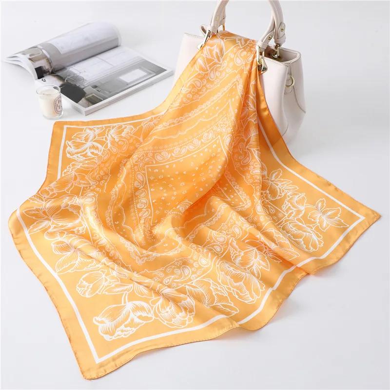 Fashion Print Silk Hairbands Scarf Women  Spring New Elagant Floral Bandana Neck Kerchief Head Bands Foulard Female Scarfs