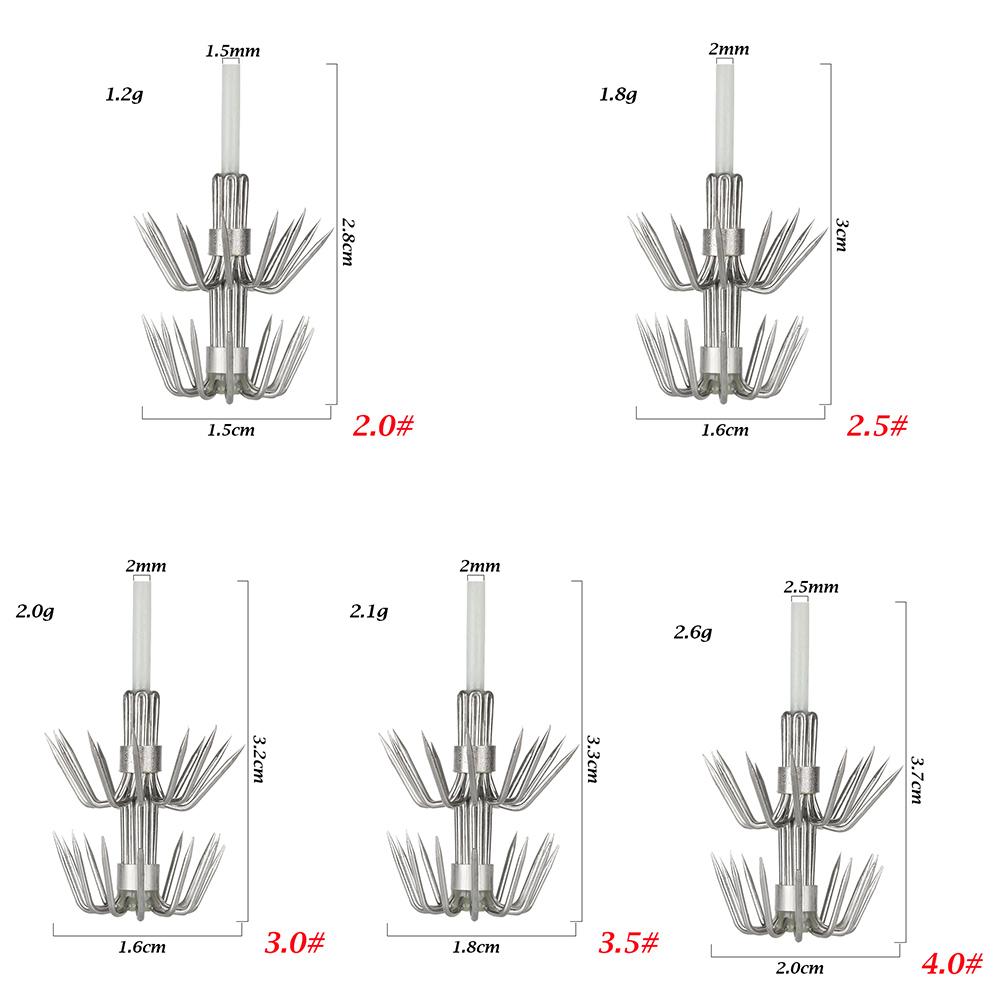 5Pcs Stainless Double Layers Umbrella Squid Cuttlefish Octopus Fishing Hooks Jigging Fishhook Wholesale Fishing Accessorie