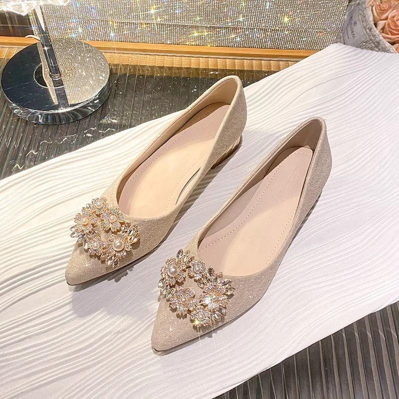 French Thick Heel Single Shoes Women's High Sense Is Not Tired Feet Two Wear Wedding Shoes Women's Fashion Women's Single Shoes 2025 Spring and Summer