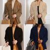 2026 Spring Elegant Retro Solid Color Loose Fit Long Sleeve Women's Suit Jacket with Pockets