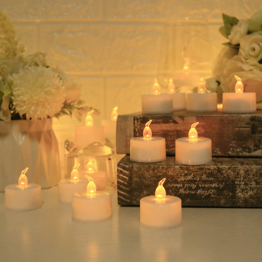 24Pcs Flickering LED Candle Tealights No-Remote/Remote Control Candles Flameless With Battery For Wedding Home Christmas Decors