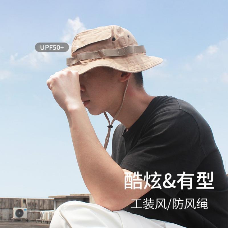 Spring and summer new functional washing sun hat men's sunscreen retro cotton tooling wind bucket hat