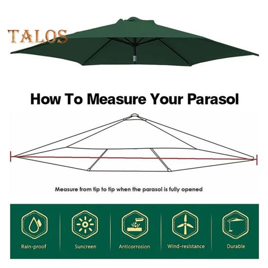 200/300CM Umbrella Replacement Canopy Waterproof Outdoor Garden Patio Backyard Market Umbrella Top Replacement Fabric Sunshade Cloth Parasol Cover