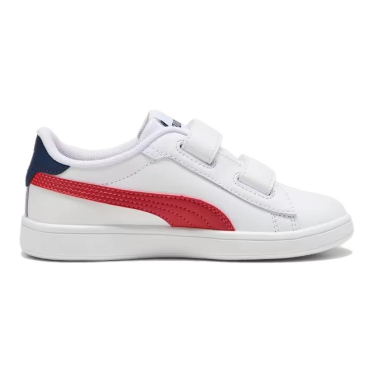 Puma Smash 3.0 Comfortable Versatile Low-Top Kids Skate Shoes Kids Sneaker White Red 392033-12