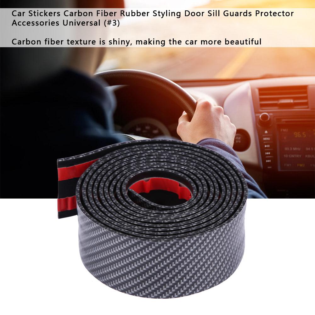 Car Stickers Carbon Fiber Rubber Styling Door Sill Guards Protector Universal