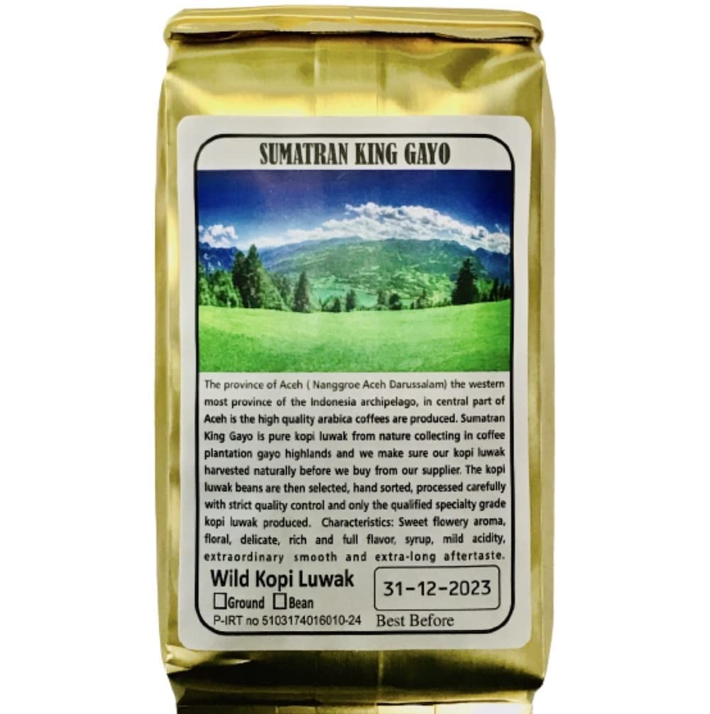 WORCAS Sumatran Kopi Luwak Civet Coffee Beans Arabica Gift Present Luxury Rare Roasted Coffee Beans Kopi Luwak [Whole Beans/100g] Indonesia…