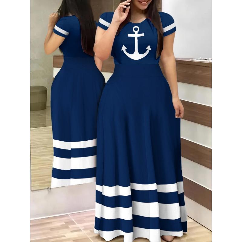 

Летнее длинное платье с цифровым принтом Commuter XXXL синий