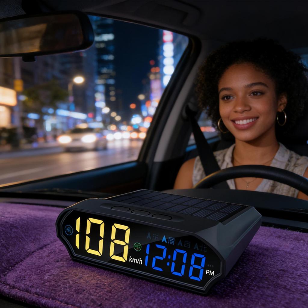 Solar Powered Heads Up Display Vehicle Speed Monitoring Supplies Auto Digital Speedometer for Sedans RVs SUVs Trucks Drivers