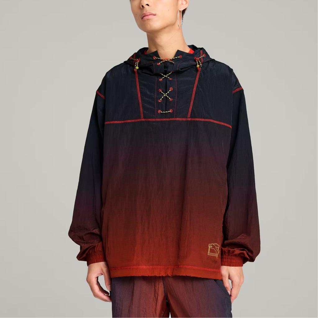 Puma X Aries Collaboration Light SS25 Fashion Versatile Hooded Long Sleeve Jacket Men Jacket Black Red 62949352