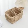 3pcs Handmade Straw Woven Soft Storage Round Paper Rope Storage Basket for Organizing Decorative Storage Bins Office Storage Box