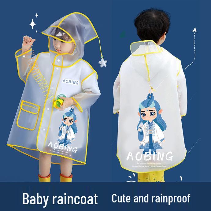 Children's Cartoon Rain Poncho: Transparent, Heavy-Duty for Kindergarten and Primary School Boys and Girls