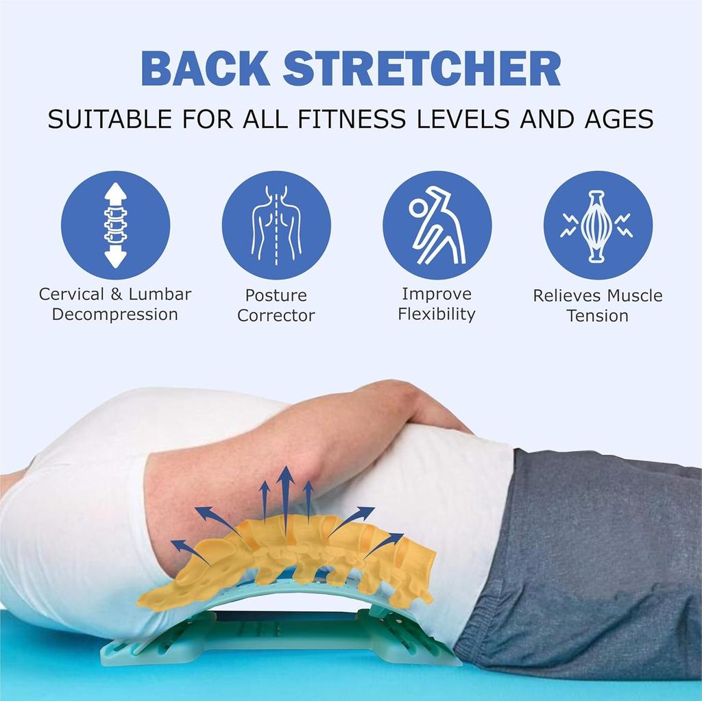 Multi-Level Adjustable Back Stretcher for Waist Neck Pain Relief Lumbar Cervical Spine Support Massager Lying