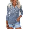 Women's Fashion Casual Lapel 3/4 Sleeve Print Shirt Women's Button Up Tops