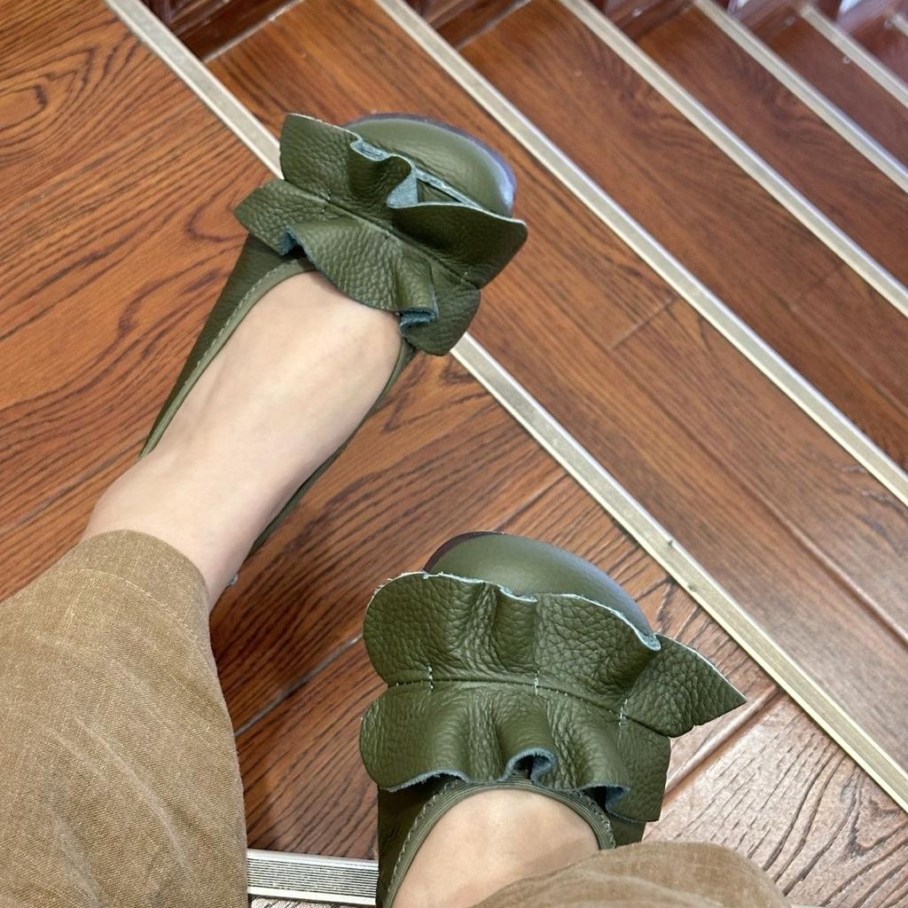 Women Loafers Slip On Flat Shoes Woman Summer Flats Soft Comfort Genuine Leather Moccasins Loafers Vintage Breathable Casual Shoes