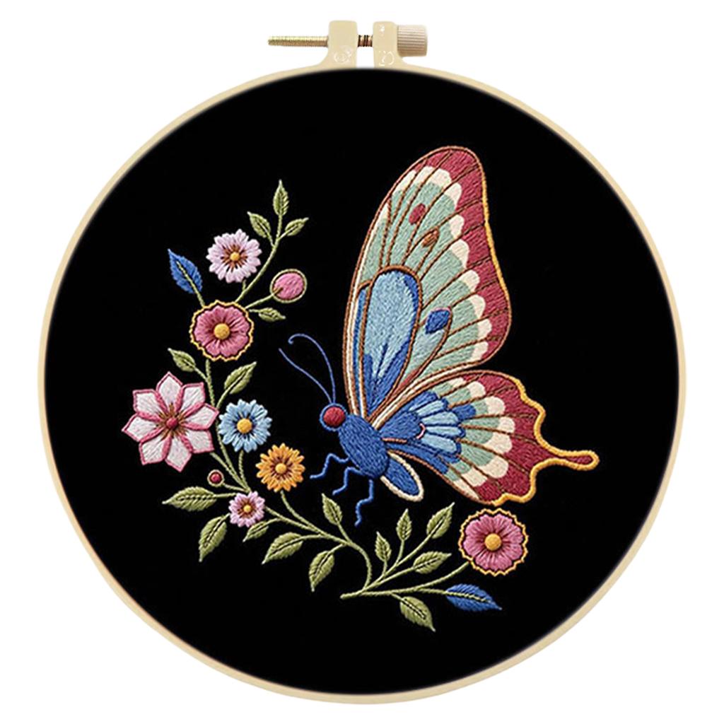 DIY Night Owl Stamped Embroidery Starter Kit with Bamboo Hoop Complete Needlework Craft Kit for Beginners Adults Craft Lover