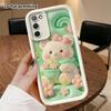 Phone Case: 2D flat, suitable for Samsung Galaxy A34 A35 M05 M06 S20 S22 S21 FE Plus 5G protective case, holding a little white bear with flowers, per
