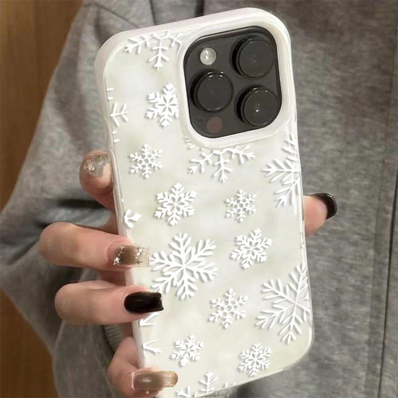 Wrinkled Texture Cute Snowflake Phone Case for iPhone 17 Pro Air 16 15 14 13 12 11 Pro Max 14 15 16 Plus Shockproof Soft Cover