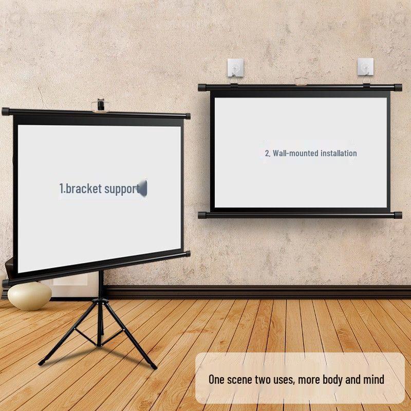Portable No-Punch Bracket Projector Screen with Floor Stand