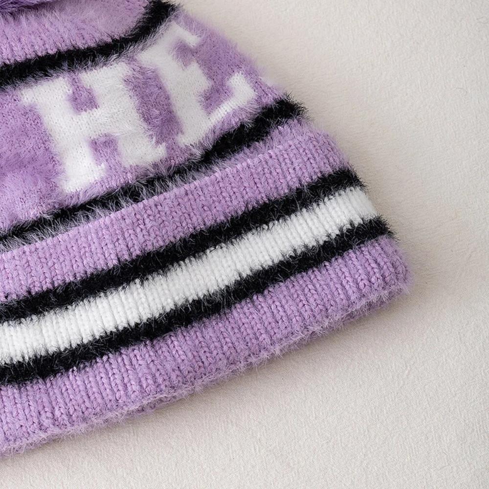 Neuer Stil Mode HEAT Buchstaben Mütze Kappen Bommel Warme Wintermütze Y2K Mütze für Frau Mädchen