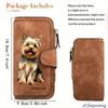 Women's PU Leather Long Wallet with Dog Print, Snap Button Closure, Multiple Pockets