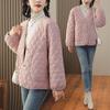 Design Rhombus V-neck  jacket for women's autumn and winter casual outer wear short  clothes