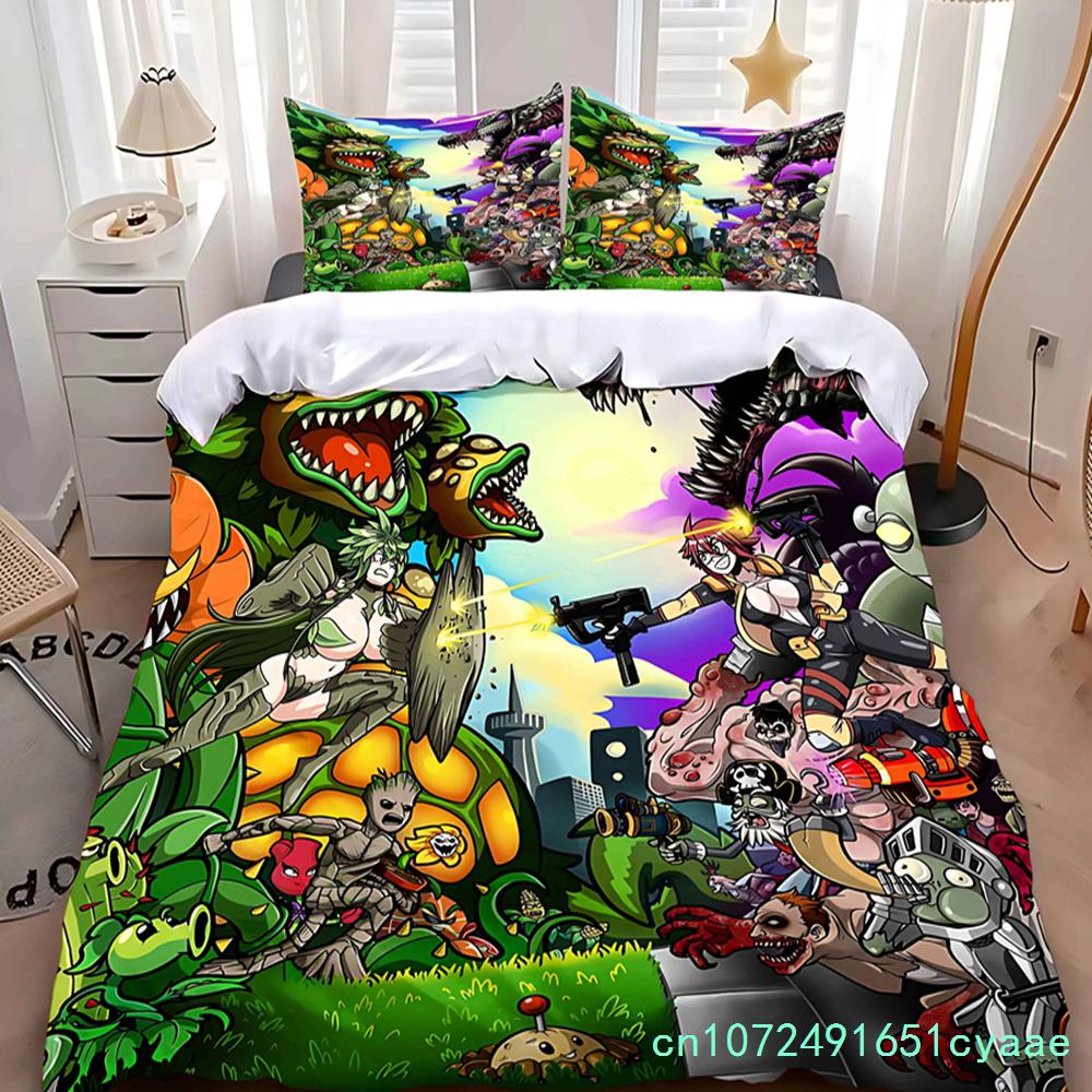 Bettbezug Kissenbezug Bettwäsche-Set Erwachsener Junge Mädchen Schlafzimmerdekoration Kindergeschenk Einzel Doppel Großformat P-Plants-vs-Zombie