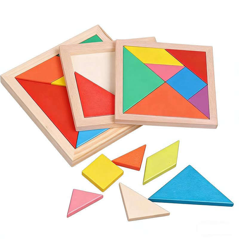 Wooden Tangram Puzzles for Kids Geometric Shape Educational Toys Brain Logic Blocks Students Back to School Gifts