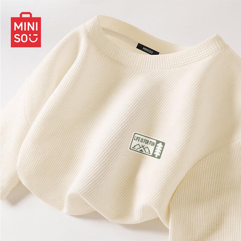 MINISO Men's Waffle Knit Heavyweight Crew Neck T-Shirt