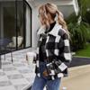 YYFS Damenmode Casual Plaid Print Herbst Winter Langarm POLO Neck Jacken & Mäntel