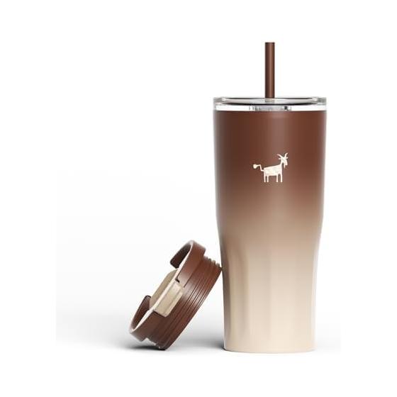 

CHEERFUL GOAT Travel Coffee Mug with Ceramic Liner, Stainless Steel Vacuum Insulated Tumbler with Lid, 21oz, Keeps Hot and Cold, For Home, Office,