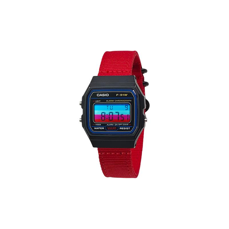 CASIO Customized watch modified series silver resin case life waterproof A158WEA-9 modified-REDLINE GOLD Quartz nylon s A158WEA-9 синий