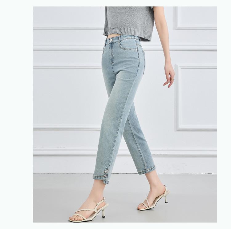 [Straight Leg Pants] Summer Simple and Versatile Cropped Pants, High Waist Slimming Women's Jeans