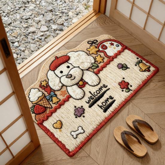 Cartoon Animal Welcome Doormat Cute Cat Dog Bear Entrance Rug Non-Slip Absorbent Floor Mat for Bathroom Bedroom Kitchen Doorway