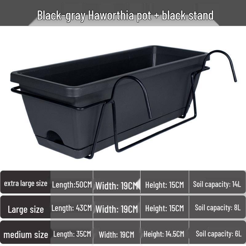 Nordischer großer rechteckiger Kunststoff-Hänge-Balkon-Blumen- & Gemüse-Topf Kasten