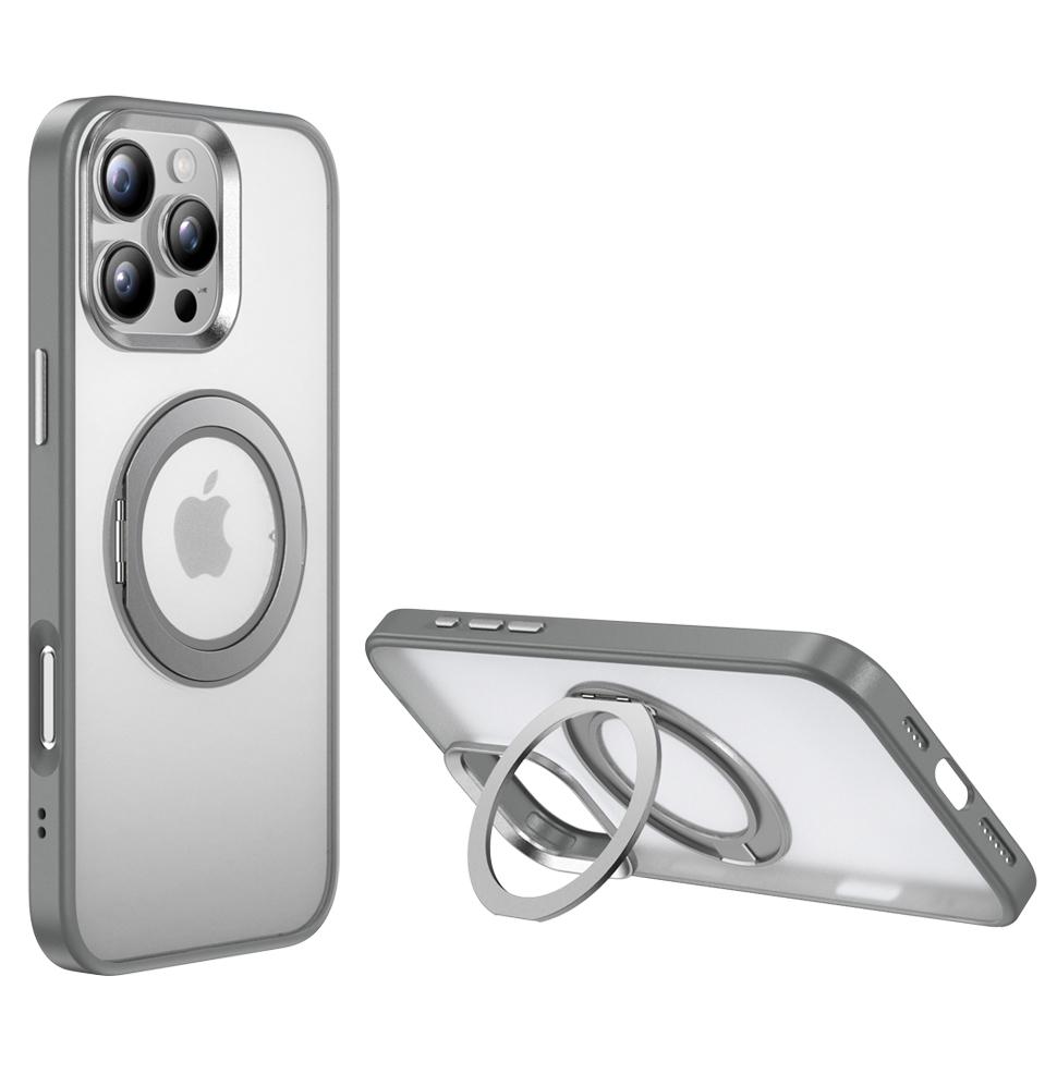 For iPhone 16 Pro Max Case Rotating Magnetic Kickstand TPU+PC Protective Cover