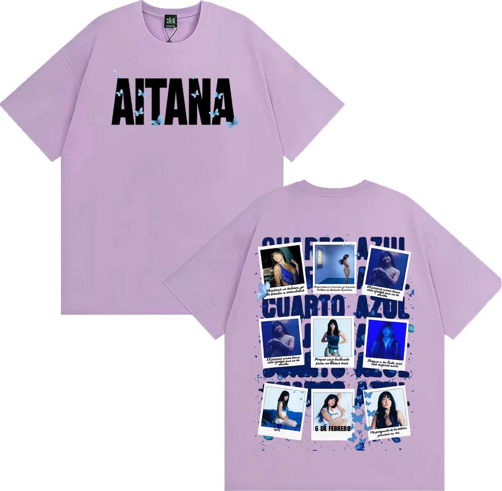 Cantante Aitana Cuarto Azul Álbum 2025 Portada Gráfica Camisetas Unisex Mujer Estética Harajuku Camisetas de Algodón de Manga Corta Streetwear