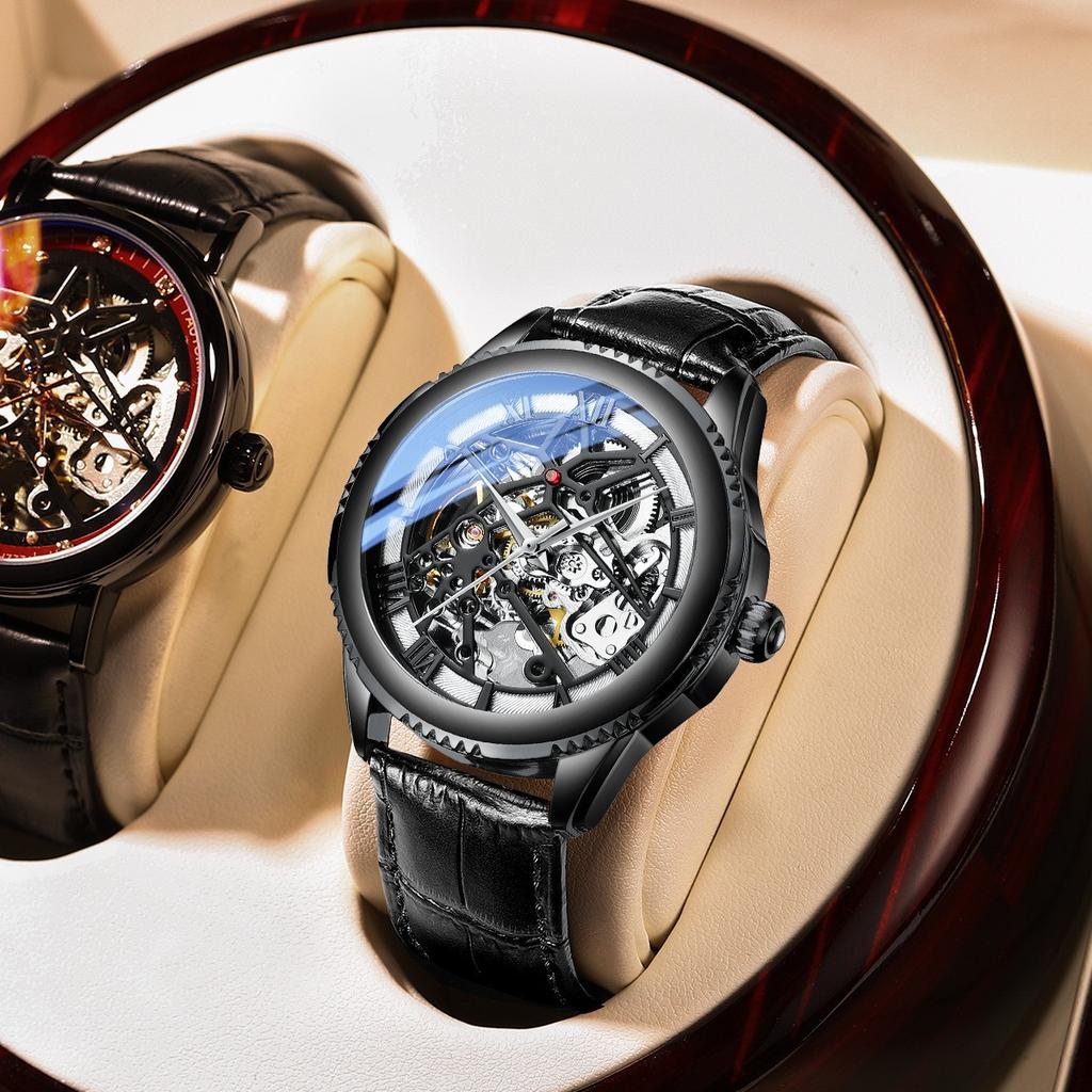 MOHDNE Modun Orologio Meccanico Automatico Pelle Vuoto Orologio da Uomo Semplice Impermeabile Tendenza Luminoso Orologio da Uomo