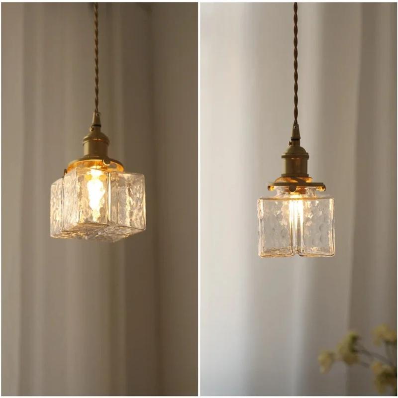 Japanese New Retro LED Glass Chandelier Hotel Bar Living Room Dining Room Study Bedroom Indoor Home Lighting E27