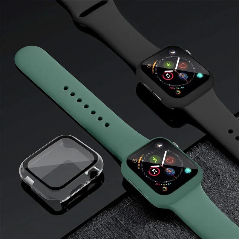 Glas+Gehäuse+Armband Für Uhrenarmband 44mm 41mm 45mm 40mm 38mm 42mm Silikonarmband iWatch Serie 9 8 3 4 5 6 SE 7 Armbänder