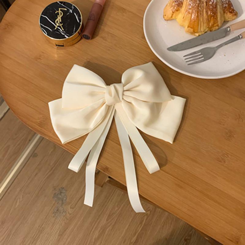 Korean Summer Satin Bow Hair Clip – Large Ribbon Top Clip for Women